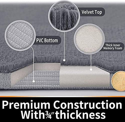 Yimobra Memory Foam Bath Mat, Super Soft Absorbent Bathroom Rug Non Slip, Quick Dry, Machine Washable Floor Carpet for Tub Shower, Home Decor Accessories, 24x17, Silver
