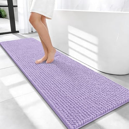 OLANLY Thick Chenille Bathroom Runner Rugs Mats 59x20, Lavender