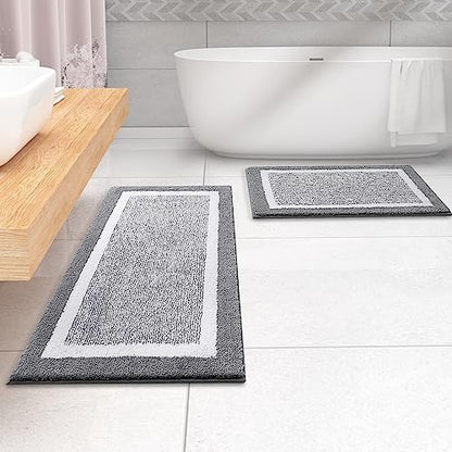 OLANLY Bathroom Runner Rugs 59x24, Extra Long Bath Mats for Bathroom, Grey