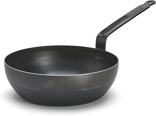 de Buyer - Blue Carbon Steel Fry Pan 2mm Thick - 11” Diameter, 7.7” Cooking Surface - Oven Safe - Naturally Non-Stick Finish - Made in France