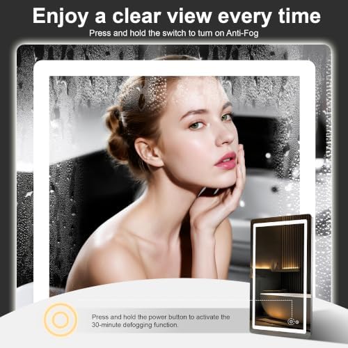 TRAHOME LED Bathroom Vanity Mirror with Lights, 20"x30" Lighted Wall Mirror