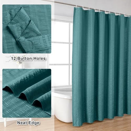 Aiyufeng Turquoise Shower Curtain for Bathroom, Embossed Textured Fabric Shower Curtain for Bathroom - Soft Cloth & Hotel Spa, Machine Washable, 72X84, Turquoise