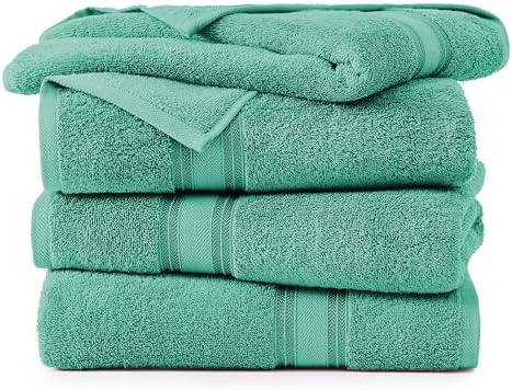 LANE LINEN 100% Cotton Bath Towels 4 Pack (30"x60") - Zero Twist, Mercerized Cotton Large Towel Set for Bathroom - Quick Dry, Soft & Absorbent Bath Towel Sets - Oeko Tex Certified, Pre Shrunk- Teal