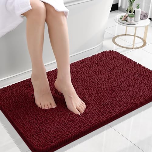 OLANLY Small Bathroom Rugs 24x16, Extra Soft Absorbent Chenille Bath Rugs