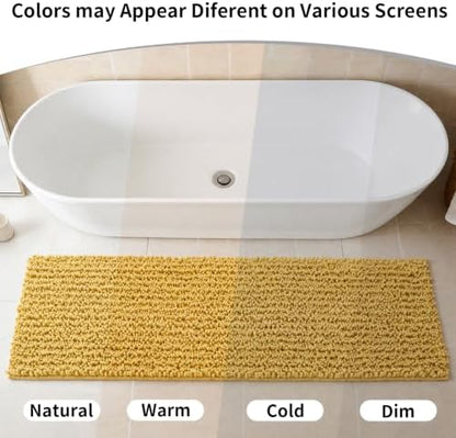 Disolla Yellow Bathroom Runner Rug 24x60 Inch - Large Long Chenille Bath Mat, Thick Shaggy Plush Absorbent Floor Mat, Non-Slip Runner for Master Bathroom and Bedside