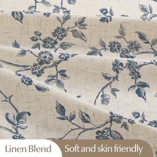 MitoVilla Extra Long Linen Floral Shower Curtain for Bathroom,72 x 84