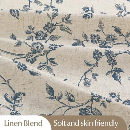 MitoVilla Extra Long Linen Floral Shower Curtain for Bathroom,72 x 84
