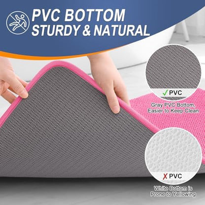 OLANLY Thick Memory Foam Bathroom Rugs 36x24, Absorbent Bath Mat, Hot Pink