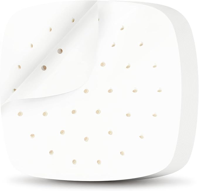 HOFHTD Air Fryer Liners, 200Pcs Disposable Square Liners, Perforated Sheets for Baking, Air Fryer & Bamboo Steaming Basket (White)
