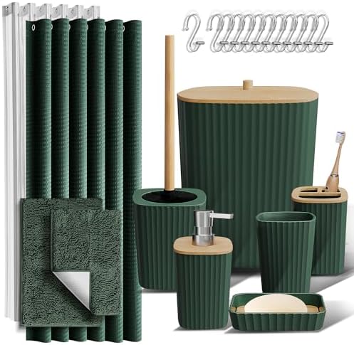 Clara Clark Bathroom Set, Bathroom Sets with Shower Curtain and Rugs
