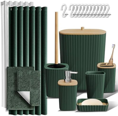 Clara Clark Bathroom Set, Bathroom Sets with Shower Curtain and Rugs