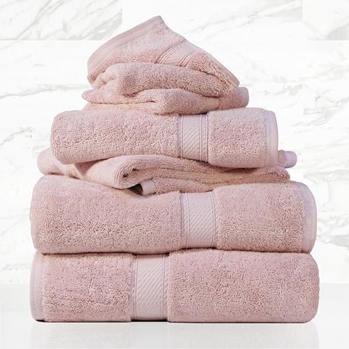 SUPERIOR Egyptian Cotton Ultra Plush & Absorbent, 6 Piece Set, Tea Rose