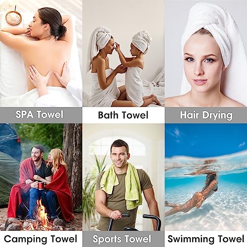 JML Microfiber Bath Towels with Hanging Loop, 30" x 60", 6 Pack