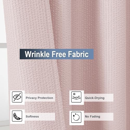 OWENIE Pink Shower Curtain for Bathroom 78 Inches Long, 3D Embossed Textured Fabric Farmhouse Shower Curtain Soft Cloth, Water Repellent, Machine Washable, Hotel Style, 72" W x 78" L, Pink