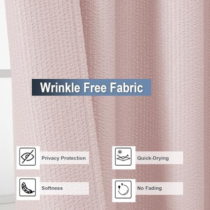 OWENIE Pink Shower Curtain for Bathroom 78 Inches Long, 3D Embossed Textured Fabric Farmhouse Shower Curtain Soft Cloth, Water Repellent, Machine Washable, Hotel Style, 72" W x 78" L, Pink