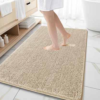 OLANLY Large Bathroom Rugs 59x35, Extra Soft Absorbent Chenille Bath Rugs