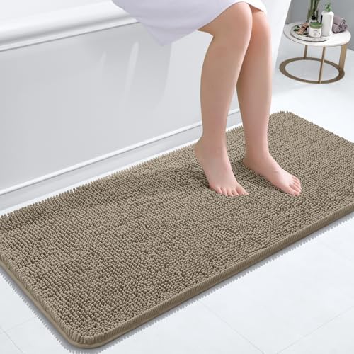 OLANLY Bathroom Runner Rugs 47x20, Extra Soft Absorbent Chenille Bath Rugs