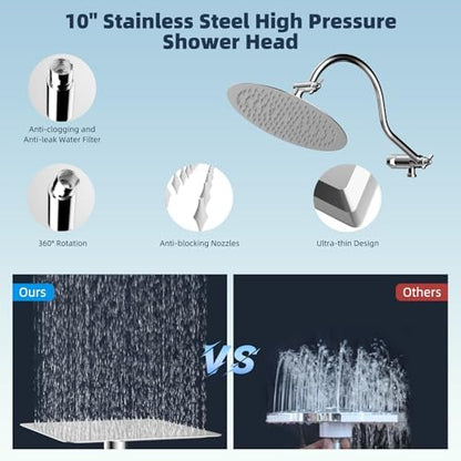 Hibbent All Metal cUPC Certified Shower Head, 10'' Rainfall Shower Head