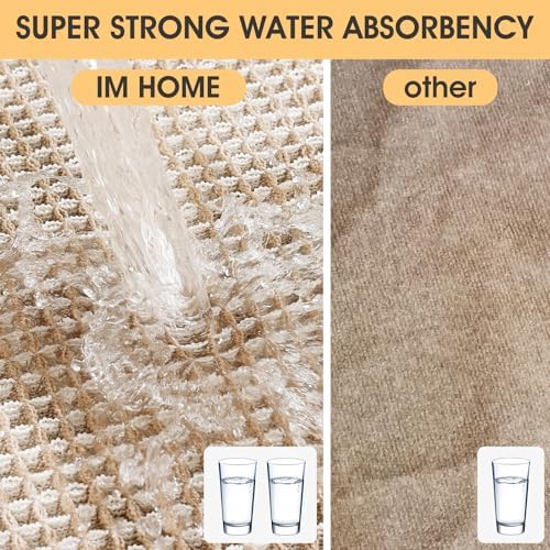 IM HOME Extra Large Waffle Bath Mat Brown & Cream 6'x2', Boho Woven Modern Bath Mat Rugs, Absorbent Non Slip Bathroom Rugs, Soft Washable Bath Rugs with Tassels for Bedroom, Kitchen, Shower, Tub