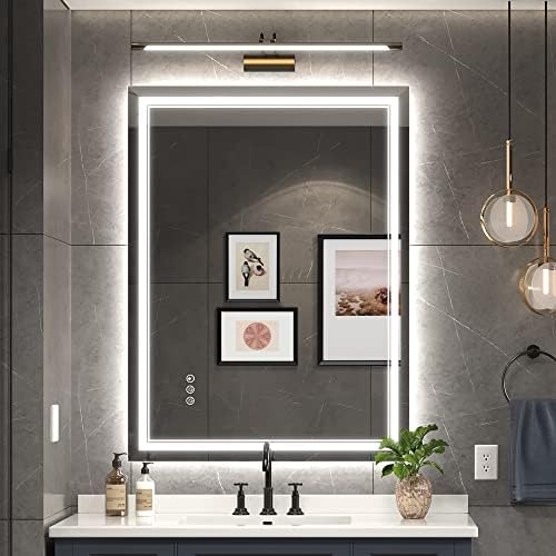 Ratsamee 24"x32" LED Bathroom Mirror with Lights, Backlit + Front Lit