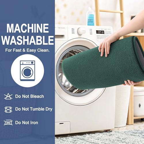 OLANLY Thick Memory Foam Bathroom Toilet Rug U-Shaped 24x20, Blackish Green