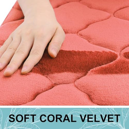 OLANLY Memory Foam Bath Mat Rug 30x20, Ultra Soft Bathroom Rugs, Coral