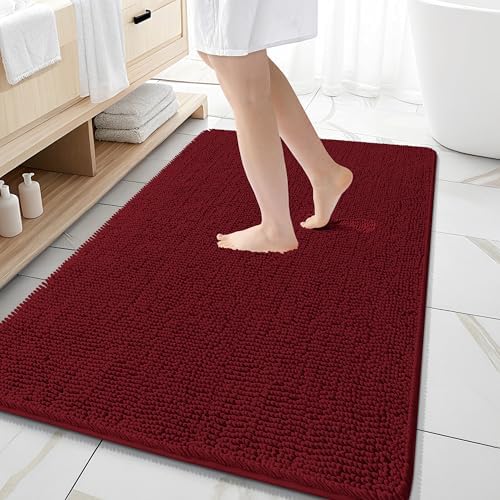 OLANLY Large Bathroom Rugs 59x35, Extra Soft Absorbent Chenille Bath Rugs