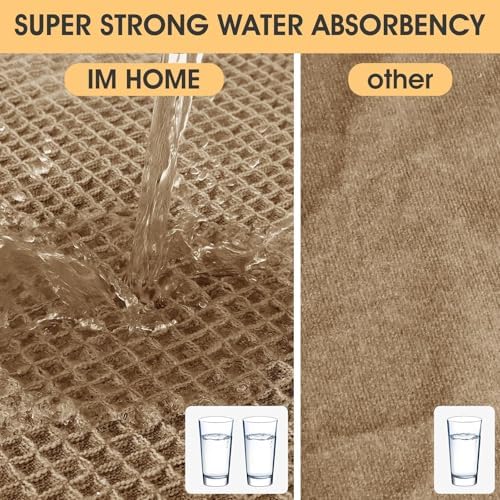 IM HOME Waffle Bath Mat Set 2 Piece Beige,Woven Modern Bath Rug Mats, Absorbent Non Slip Bath Floor Mat, Soft Washable Boho Bath Rugs with Tassels for Bathroom, Bedroom, Kitchen,Tub