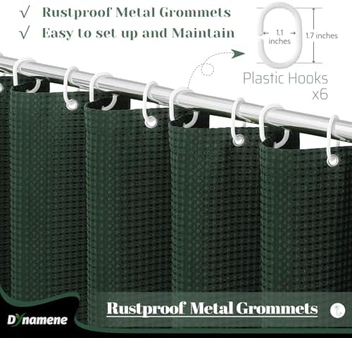 Dynamene Stall Waffle Shower Curtain 256 GSM Heavy Fabric 36x72 Dark Green