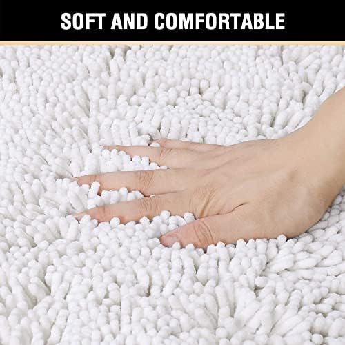 H.VERSAILTEX Bath Rugs for Bathroom Slip-Resistant Shag Chenille Bath Rugs Mat Extra Soft and Absorbent Bath Rug for Shower Room Machine-Washable Fast Dry (Pure White, 20" x 32"/17" x 24")