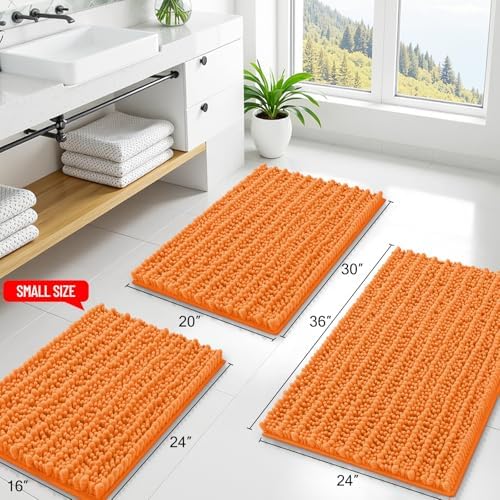 Smiry Bathroom Rugs 24X16, Extra Soft Rubber Backing Chenille Bath Mats