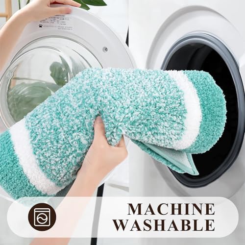 Pauwer Bathroom Rugs Sets 2 Piece, Non Slip Washable Bath Mat, Teal