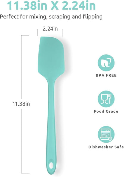 U-Taste 11.38" Silicone Baking Spatula: 480ºF Heat Resistant Food Grade Flexible Rubber Kitchen Bowl Scraper, Seamless Pastry Spreader for Mixing Stirring Scraping in Nonstick Cookware (Aqua Sky)