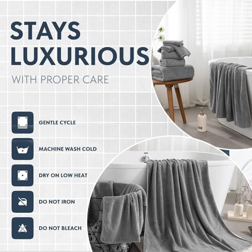 4 Piece Bath Towel Set 35"x70"Oversized Bath Towel for Bathroom Ultra Soft Fluffy Extra Large Bath Sheet Luxury Premium Bathroom Towel Highly Absorbent Quick Dry Shower Towel for Hotel Spa,Dark Grey