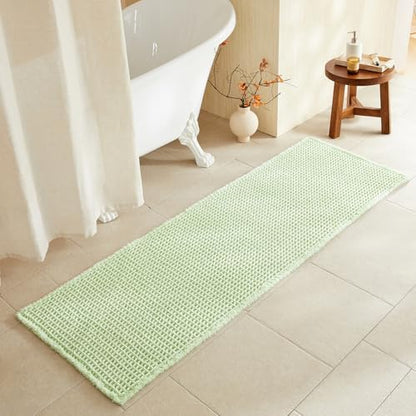 TYUU Waffle Runner Rug Bathroom, Long Boho Bath Mat, 72x24 Pale Green