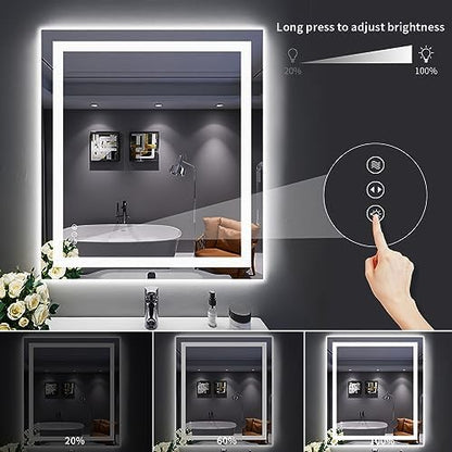 LOAAO 32"X36" LED Bathroom Mirror with Lights, UL Listed