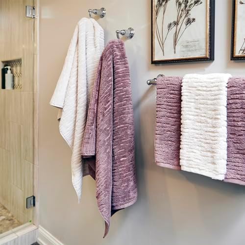 SKL Home CloudSoft 100% Cotton Luxury 4-Piece Bath Towel Set, Soft Plum