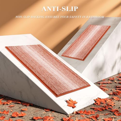 BSICPRO Bathroom Rugs Sets 2 Piece, Non Slip Bath Mats, Sunset Orange