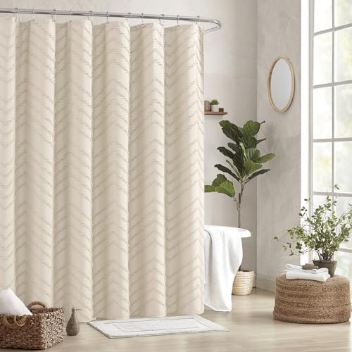 Beige Boho Fabric Shower Curtain 48 x 72 Inches