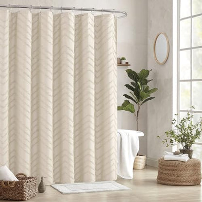 Beige Boho Fabric Shower Curtain 48 x 72 Inches