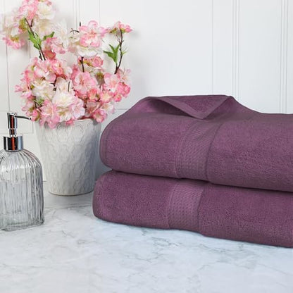 SUPERIOR Egyptian Cotton Pile Heavyweight Bath Sheet, 2 Piece Set, Plum