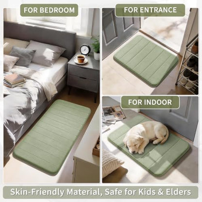 Yimobra Bathroom Runner 60"x24", Non Slip Memory Foam Bath Mat, Super Soft Water Absorbent Hallway Carpet, Machine Washable Rug for Vanity Tub Shower, Sage Green