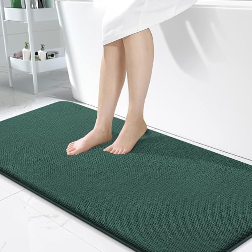 OLANLY Memory Foam Bathroom Runner Rugs 47x24, Long Mats, Blackish Green