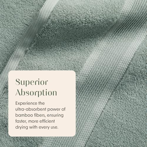 Springtree Home Luxury Bamboo Rayon Bath Towel Set | 4-Pack | Eucalyptus