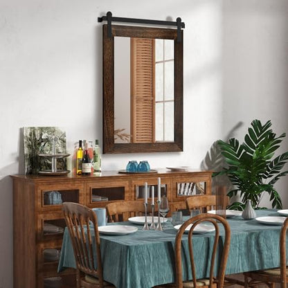 COGOOD Farmhouse Bathroom Mirrors for Over Sink - 38 x 25 Black Brown
