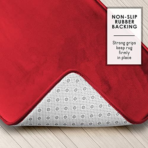 Clara Clark 2 Piece Bathroom Rugs Bath Mat Set, Velvet Memory Foam Bath Mats for Bathroom - Non-Slip, PVC Backing Bath Rugs, Washable - Dries Quickly, Burgundy