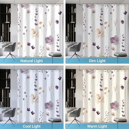 WITHLOC Floral Shower Curtains for Bathroom, Plum Flower, 72" W x 72" L