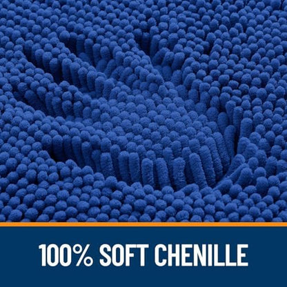OLANLY Chenille Bathroom Rugs Mats Set 2 Piece, 47"x20"+24"x20", Royal Blue