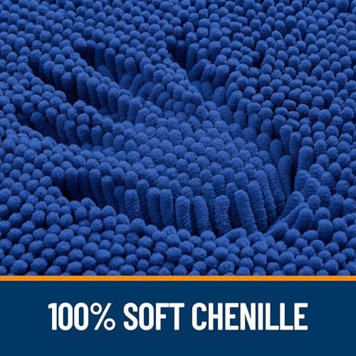OLANLY Chenille Bathroom Rugs Mats Set 2 Piece, 47"x20"+30"x20", Royal Blue