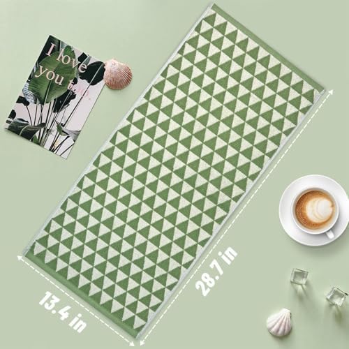 Jacquotha Hand Towels Green (Geometric Triangle)